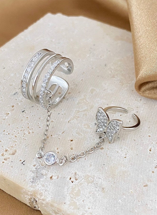 Women's Ring with Modern Design Elegant and New Chain Link Ring Silver Color - Image 5