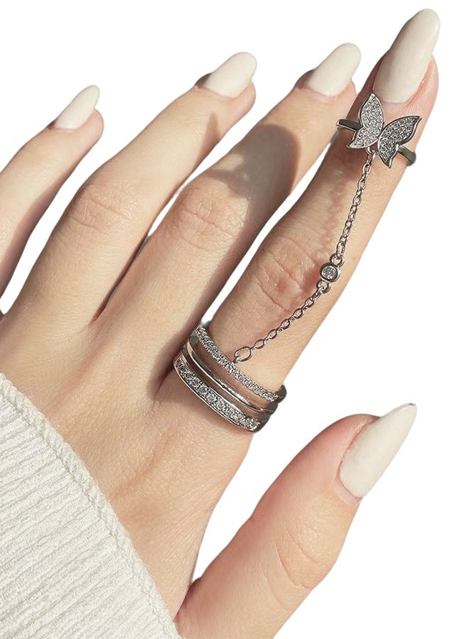 Women's Ring with Modern Design Elegant and New Chain Link Ring Silver Color - Image 1