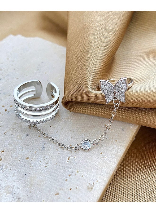 Women's Ring with Modern Design Elegant and New Chain Link Ring Silver Color - Image 4