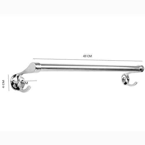 FORTUNE Stainless Steel Hook Towel Rod 18 inch Towel Holder Rod for Bathroom | Kitchen | Living Room (Pack of 2) - Image 5