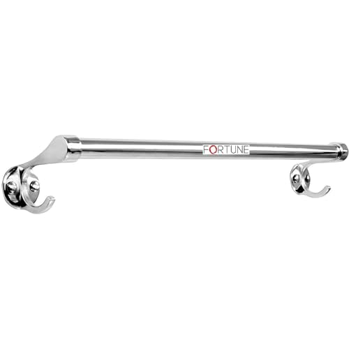 FORTUNE Stainless Steel Hook Towel Rod 18 inch Towel Holder Rod for Bathroom | Kitchen | Living Room (Pack of 2) - Image 3