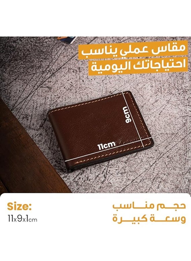 Motevia Mens Wallet Genuine Leather 100% Double Layer Wallet Card & Money Wallet for Men Genuine Leather Wallet with 5 Inner Pockets Small Wallet by Motevia - Image 4