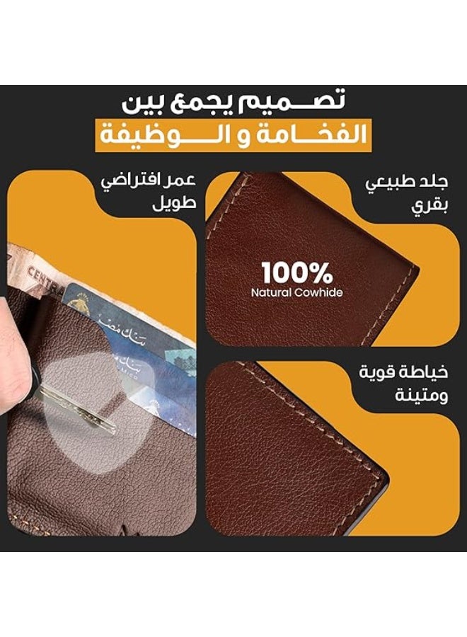 Motevia Mens Wallet Genuine Leather 100% Double Layer Wallet Card & Money Wallet for Men Genuine Leather Wallet with 5 Inner Pockets Small Wallet by Motevia - Image 5