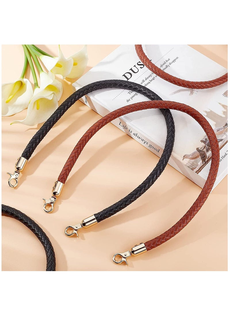 KASTWAVE Handles Bag Straps, PU Leather Replacement Handbag Bag Handles with Alloy Clasps for Bag Making Accessories Purses Straps Supplies, 60.5cm/23.5inch, Brown Black(4pcs)  - Image 4