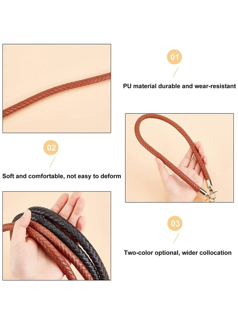 KASTWAVE Handles Bag Straps, PU Leather Replacement Handbag Bag Handles with Alloy Clasps for Bag Making Accessories Purses Straps Supplies, 60.5cm/23.5inch, Brown Black(4pcs)  - Image 2
