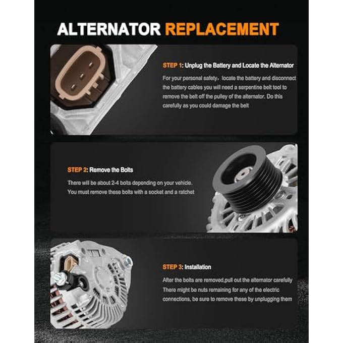 ASAPE New Alternator Fit for 2007-2010 for Nissan Altima 3.5L 2009-2014 for Nissan Murano 3.5L, Replace OE 11341 11557 - Image 5