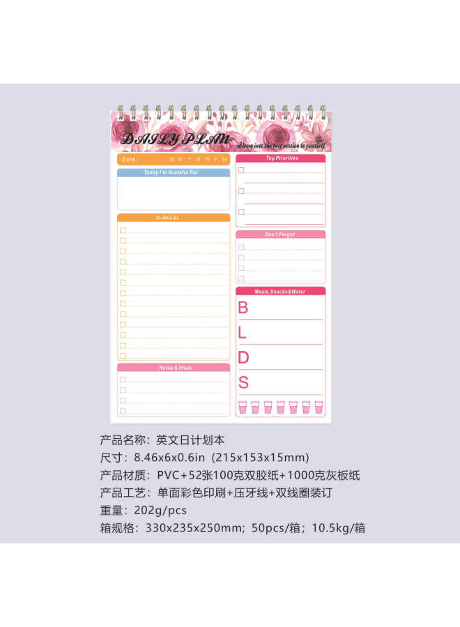 Fine Art English Day Plan Notes Dayly Planer Tearable Schedule Travel Message Record - Image 1