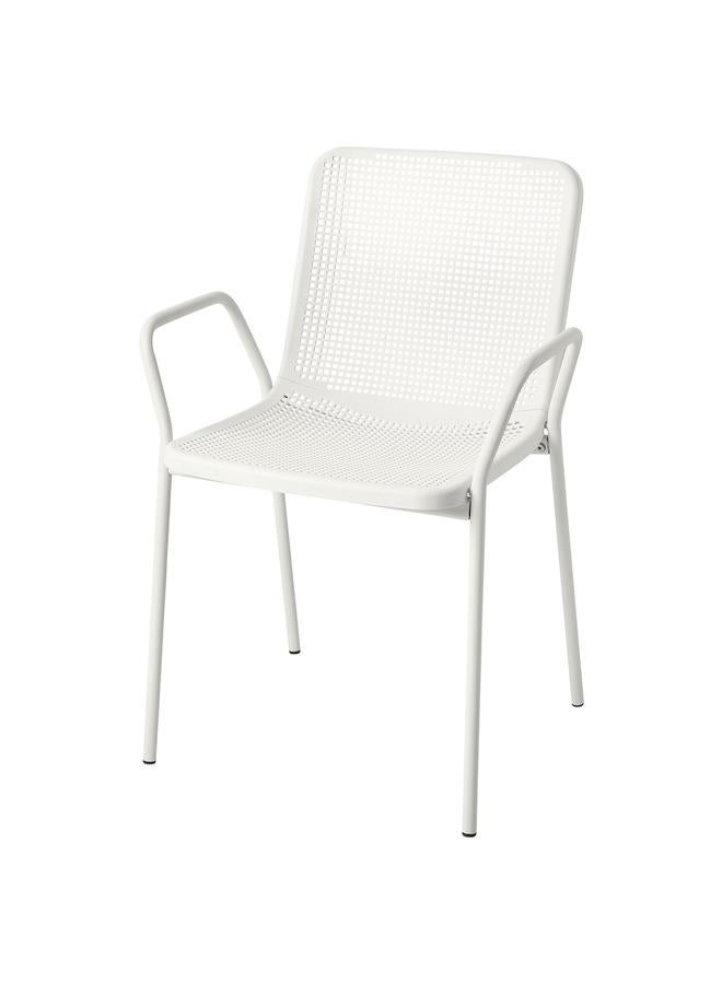 Zaboon Chair With Armrests, Outdoor, White - Image 1