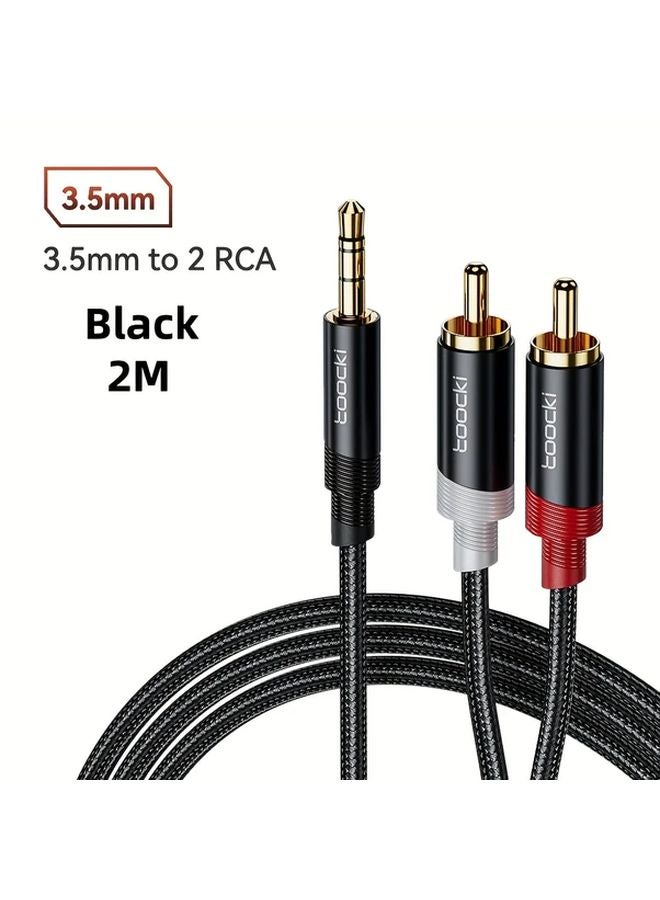 Toocki 3 5mm to 2RCA Audio Cable with USB Charging Black 78 74inch Male to Male - Image 1