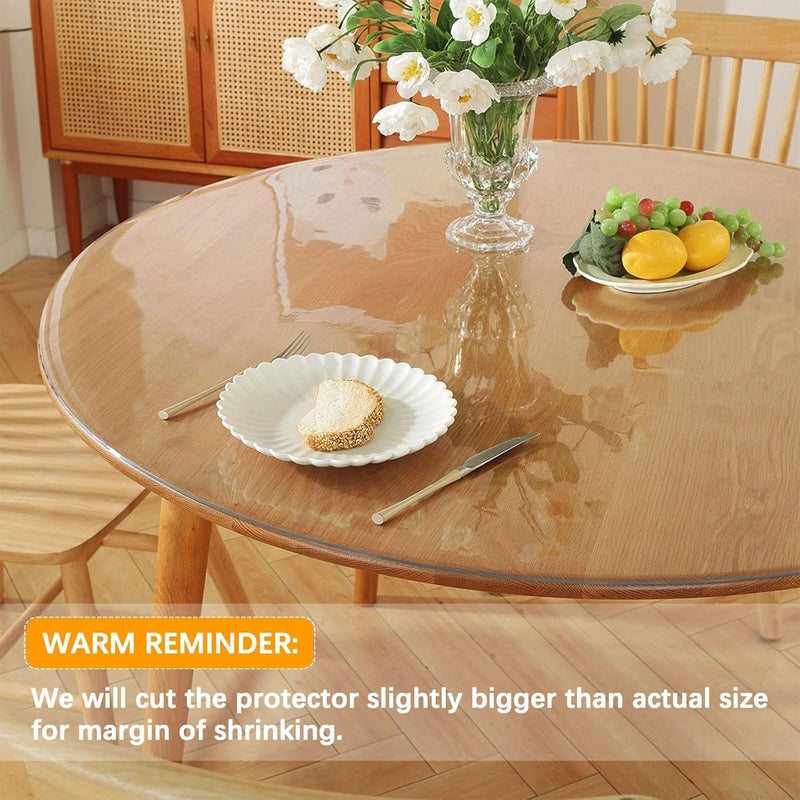 Easy Easy Life 36 Inch 3ft Round Clear Table Protector Tablecloth Cover Desk Top Pad Mat for Glass Furniture Coffee Marble End Bed Sofa Side Bistro Bar Night Stand Dinner Dining Room Table Thick Plastic PVC Vinyl - Image 2