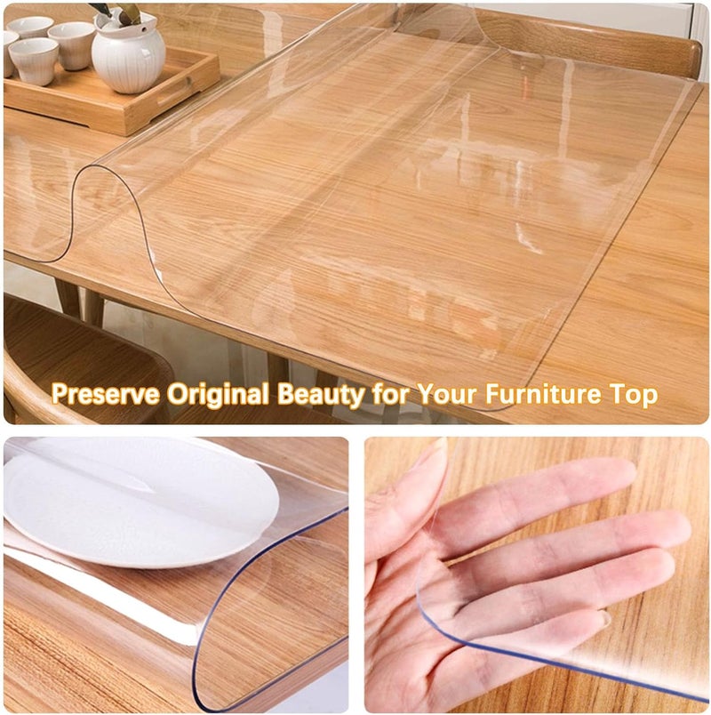 Easy Easy Life 36 Inch 3ft Round Clear Table Protector Tablecloth Cover Desk Top Pad Mat for Glass Furniture Coffee Marble End Bed Sofa Side Bistro Bar Night Stand Dinner Dining Room Table Thick Plastic PVC Vinyl - Image 5