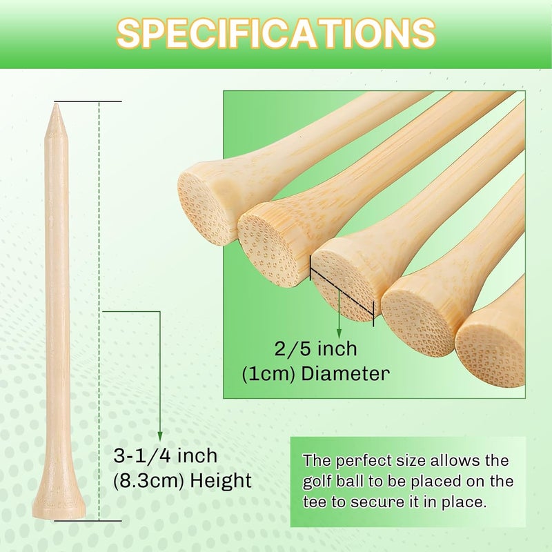 weyleity Bamboo Golf Tees 1000/500/250 PCS 2-3/4 & 3-1/4 inch Length | Bamboo Golf Tees, 7X Stronger Than Wood Golf Tees, Reduce Friction & Side Spin - Image 2