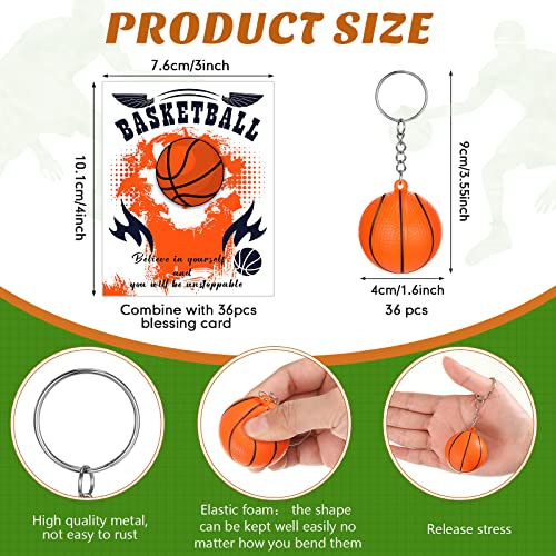 Yinkin 16 Pcs Basketball Keychains Gift Bulk Basketball Party Favors for Girls Boys Team Classroom with Motivational Card - Image 5