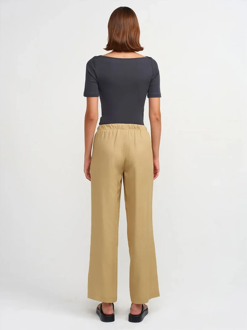 ديلفين Dilvin Women's Wide-leg Tencel Trousers With Drawstring Waist