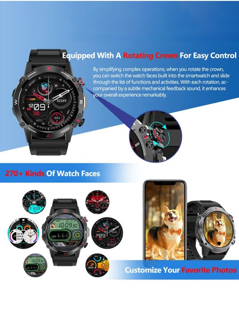 AMOLED Smart Watch, 1.43" Smart Watches for Men with IP68, Bluetooth Call, AI Voice Assistant, Blood/Oxygen/Heart Rate Monitor Fitness Watch for Android iOS