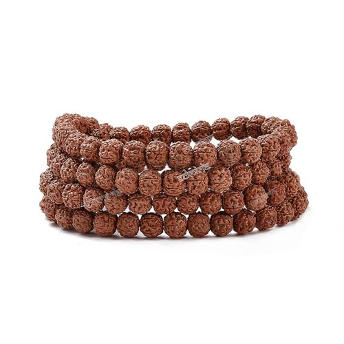 EDMIRIA Rudraksha 5 Mukhi Natural Five Mukhi Rudraksha Panchmukhi Brown Round Beads Meditation Yoga Wrist Mala Stretchable Band Style Bracelet for Men and Women (108 Beads 11mm Bracelet) - Image 1