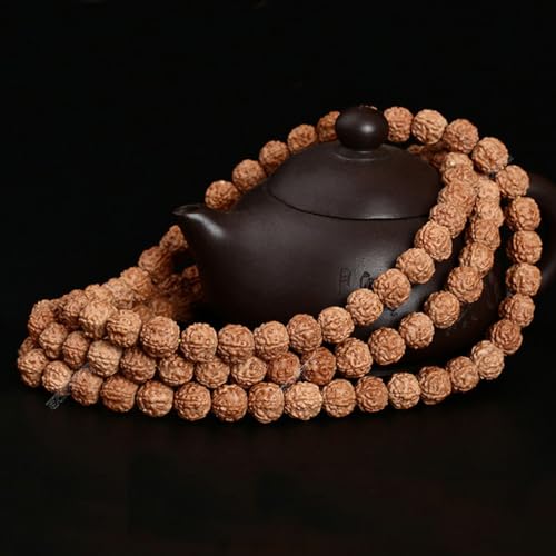 EDMIRIA Rudraksha 5 Mukhi Natural Five Mukhi Rudraksha Panchmukhi Brown Round Beads Meditation Yoga Wrist Mala Stretchable Band Style Bracelet for Men and Women (108 Beads 11mm Bracelet) - Image 2