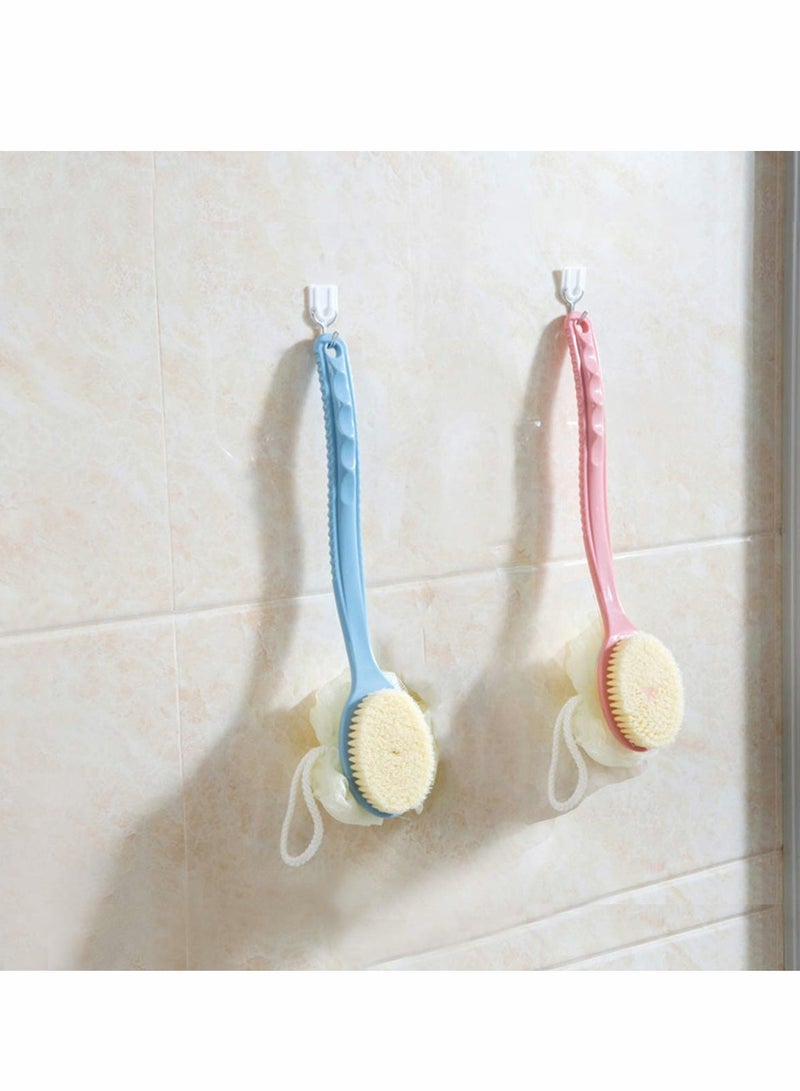 Excefore Men Women Long Handle Bath Brush 2 in 1 Shower Sponge with Handle Back Shower Scrubber Exfoliating Brush 2 PCS - Image 4