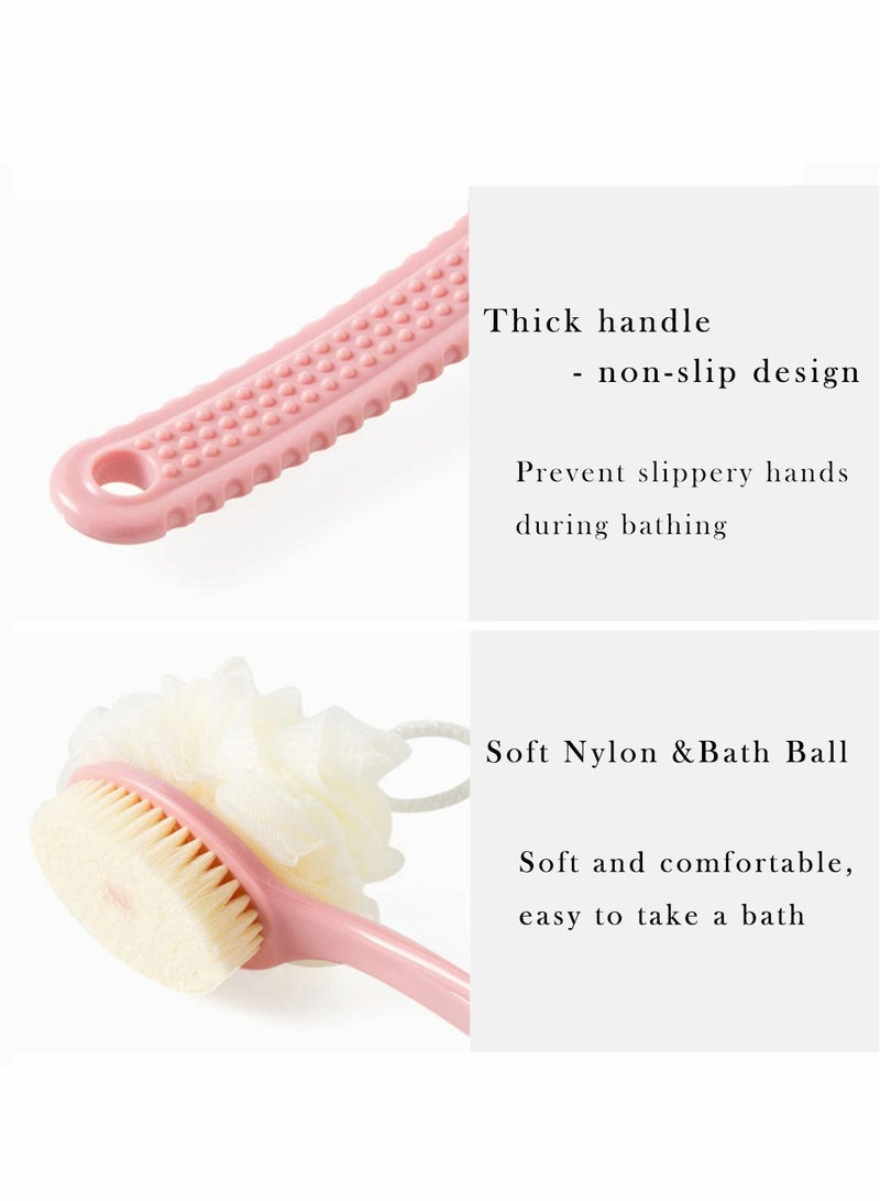 Excefore Men Women Long Handle Bath Brush 2 in 1 Shower Sponge with Handle Back Shower Scrubber Exfoliating Brush 2 PCS - Image 5
