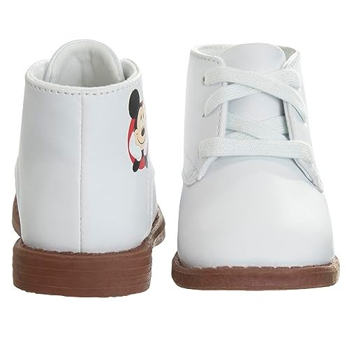 Josmo Baby Boys Mickey Mouse Walking Shoes - Lightweight Synthetic First Step Walker Dress Boots Non-Slip Bottom High top - Mickey White (Size 2 Infant) - Image 3