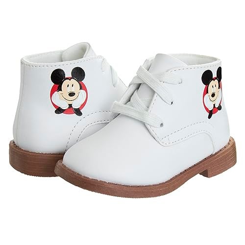 Josmo Baby Boys Mickey Mouse Walking Shoes - Lightweight Synthetic First Step Walker Dress Boots Non-Slip Bottom High top - Mickey White (Size 2 Infant) - Image 4