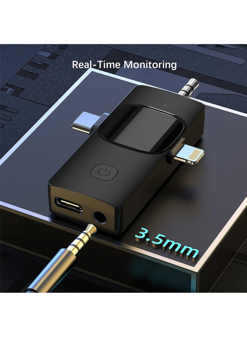 دوسالا الميكروفون اللاسلكي لافاليير 3 في 1 لهواتف آيفون وآيباد وآيفون 15 ومنفذ USB C للهواتف الذكية وللكمبيوتر والكاميرات، ميكروفون صغير بميزة التوصيل والتشغيل مع تقليل الذكاء للضوضاء لمقاطع الفيديو والتسجيلات المباشرة على يوتيوب وتيك توك (MIC 2) - Image 5