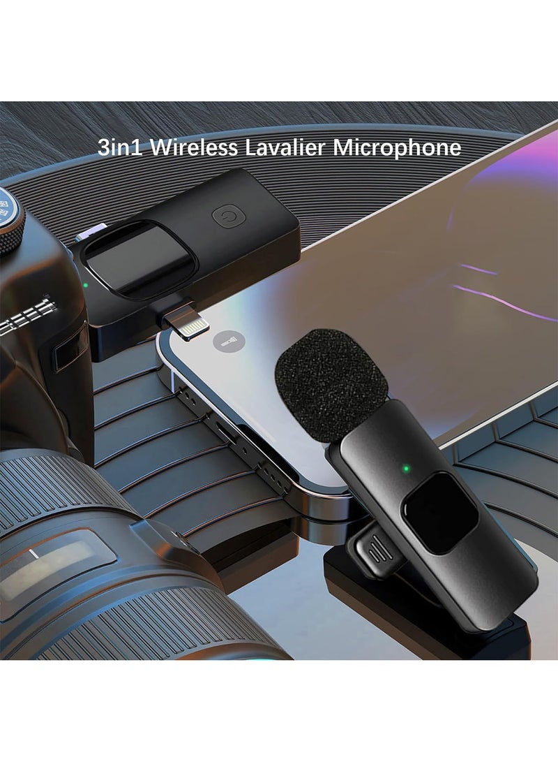 دوسالا الميكروفون اللاسلكي لافاليير 3 في 1 لهواتف آيفون وآيباد وآيفون 15 ومنفذ USB C للهواتف الذكية وللكمبيوتر والكاميرات، ميكروفون صغير بميزة التوصيل والتشغيل مع تقليل الذكاء للضوضاء لمقاطع الفيديو والتسجيلات المباشرة على يوتيوب وتيك توك (MIC 2) - Image 2