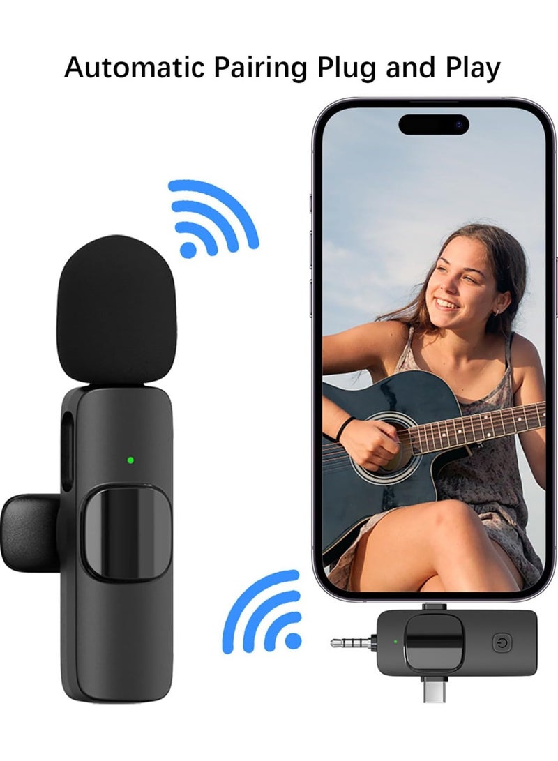 دوسالا الميكروفون اللاسلكي لافاليير 3 في 1 لهواتف آيفون وآيباد وآيفون 15 ومنفذ USB C للهواتف الذكية وللكمبيوتر والكاميرات، ميكروفون صغير بميزة التوصيل والتشغيل مع تقليل الذكاء للضوضاء لمقاطع الفيديو والتسجيلات المباشرة على يوتيوب وتيك توك (MIC 2) - Image 4