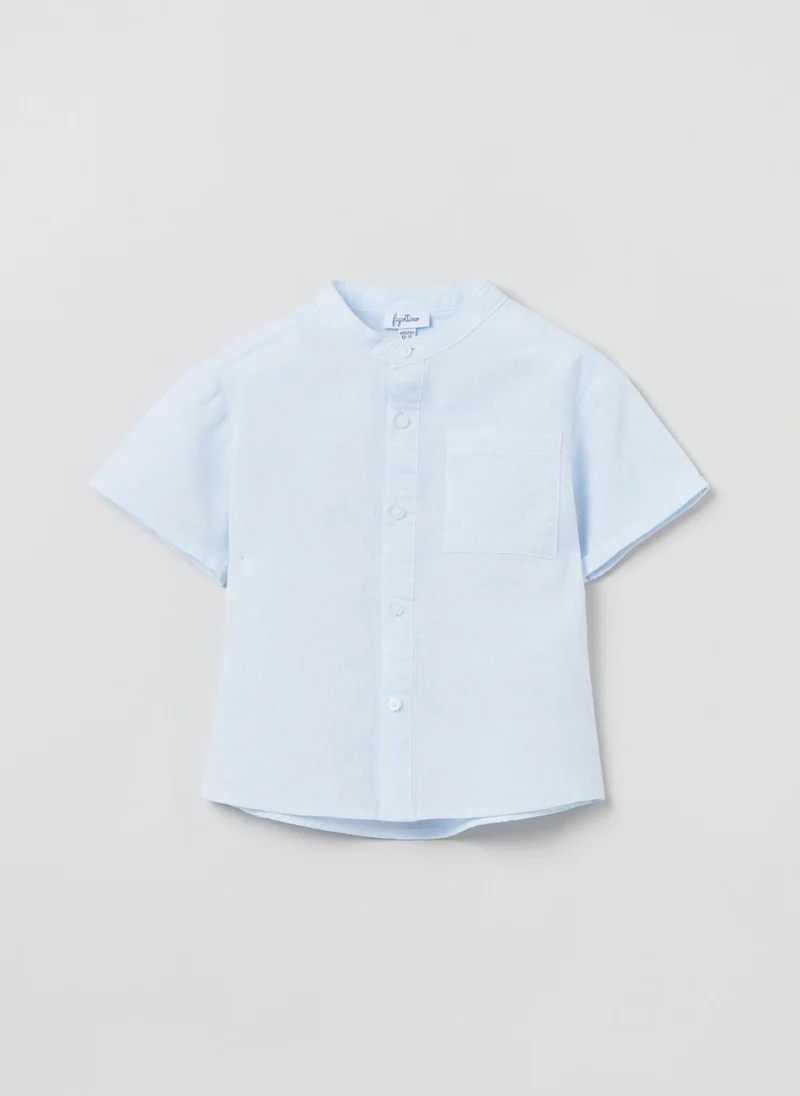 Ovs Cotton and linen shirt with short sleeves