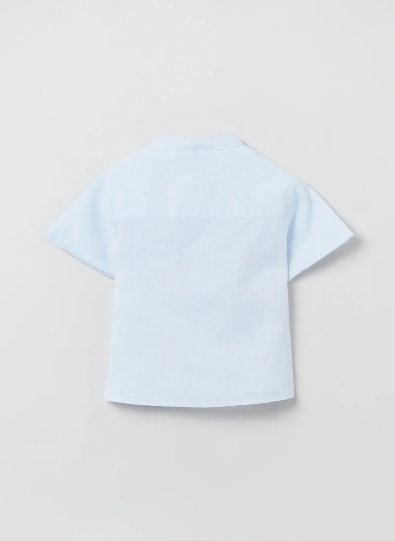 Ovs Cotton and linen shirt with short sleeves