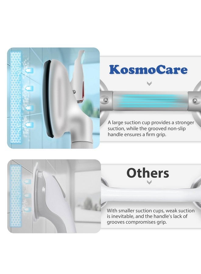 KosmoCare Suction Grab Bar | Tool Free Shower Handle | Portable Grab Bar | Safety Rail for Handicap Elderly Senior | Quick (Dis) Assemble | Heavy Duty | 17 inch Silver - Crest Series - Image 2