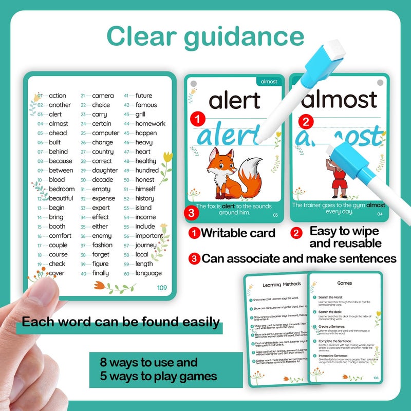 WJPC 275 Cards, 530PCS High Frequency Sight Words Flash Cards with Pictures, Sentences, for (Pre-Kindergarten, 1st, 2nd, 3rd 4th Grade, 4,5,6,7,8,9,10,11 Years Ages Kids Preschool, Homeschool - Image 4