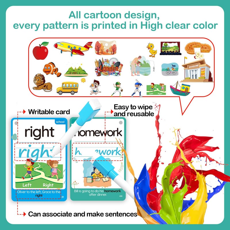 WJPC 275 Cards, 530PCS High Frequency Sight Words Flash Cards with Pictures, Sentences, for (Pre-Kindergarten, 1st, 2nd, 3rd 4th Grade, 4,5,6,7,8,9,10,11 Years Ages Kids Preschool, Homeschool - Image 5
