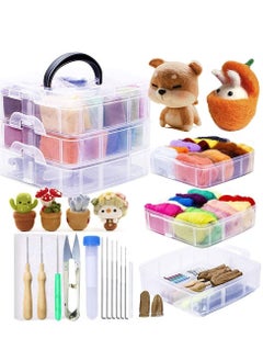 Excefore Needle Felting Kit, Wool Roving, Complete Starter Kit with Basic Felt Tools and Supplies Fibre Spinning Craft Wet Material for Beginners  - Image 1