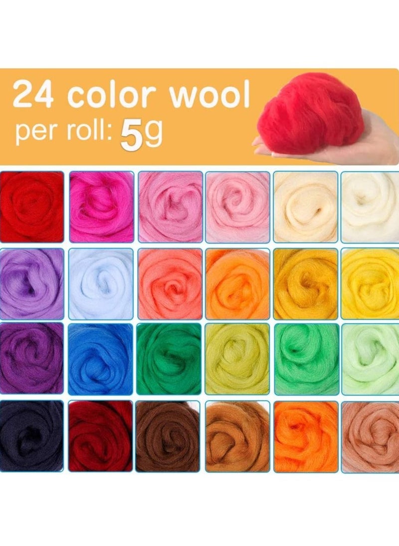 Excefore - Needle Felting Kit, Wool Roving, Complete Starter Kit with Basic Felt Tools and Supplies Fibre Spinning Craft Wet Material for Beginners - Image 1