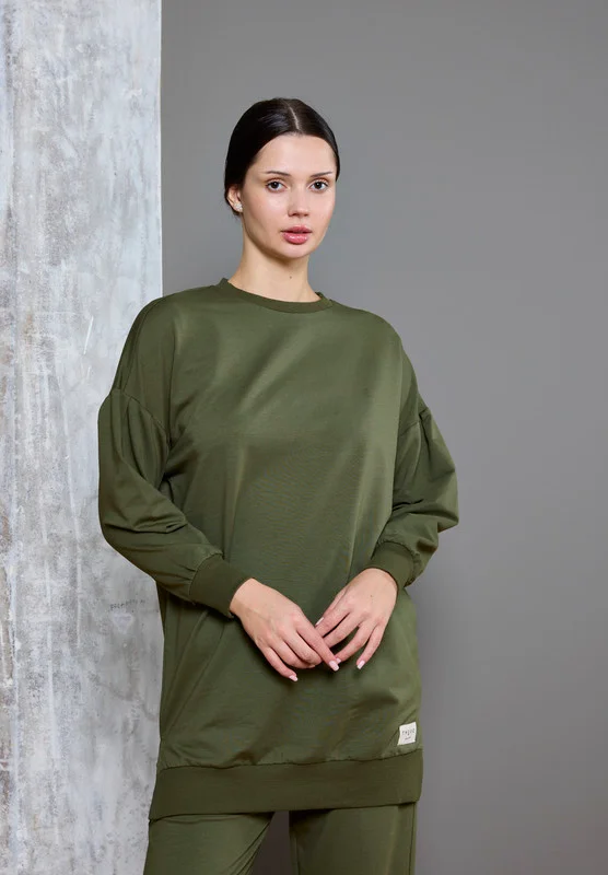ذوق Drop Shoulder Long Line Sweatshirt