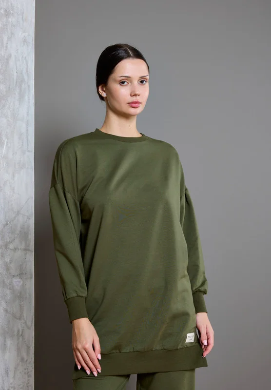 ذوق Drop Shoulder Long Line Sweatshirt