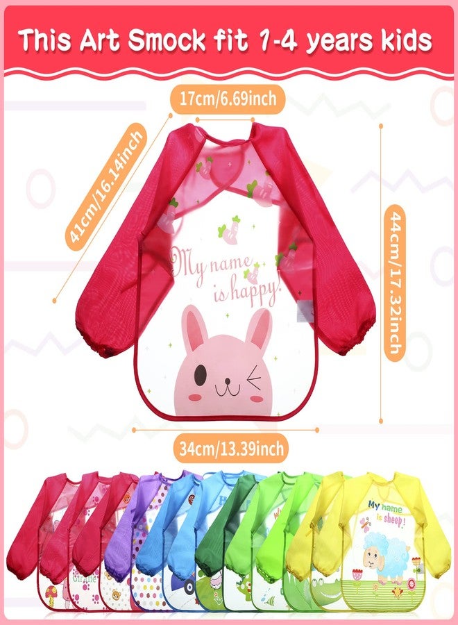 JaGely 12 Pcs Kids Art Smocks Toddler Smock Waterproof Painting Aprons Children Apron with Long Sleeve Washable Bib for Baby Eating (Classic) - Image 2