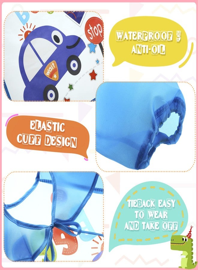 JaGely 12 Pcs Kids Art Smocks Toddler Smock Waterproof Painting Aprons Children Apron with Long Sleeve Washable Bib for Baby Eating (Classic) - Image 3