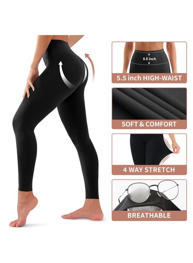 Bluemaple High Waisted Leggings for Women - Tummy Control Pants Non See Through Workout Soft Yoga Pants for Running Plus Size - Image 5
