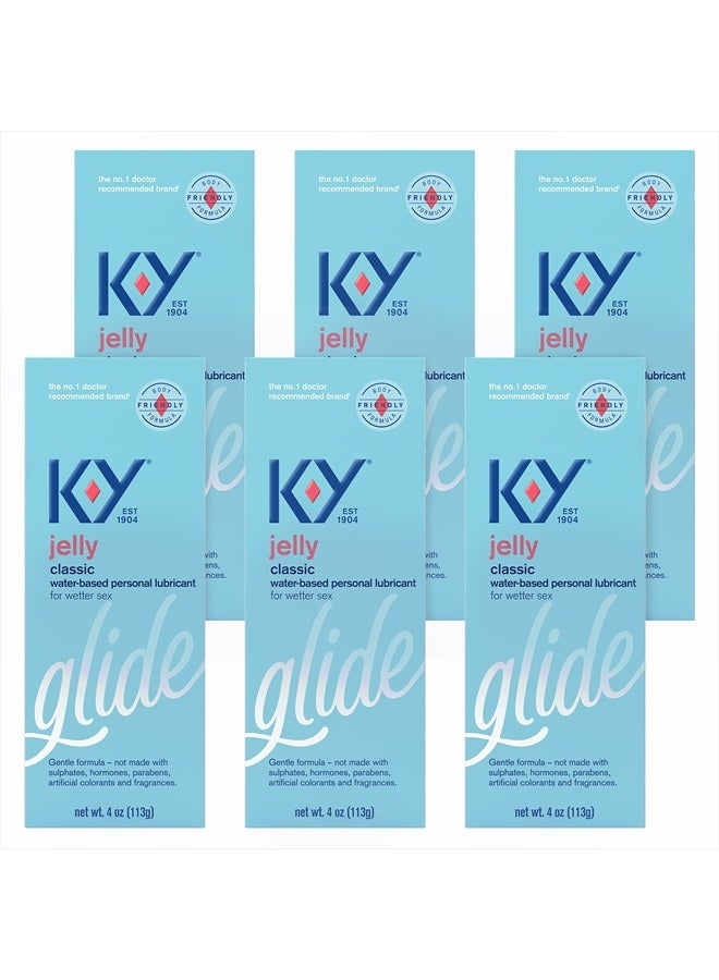 K-Y جيل مائي للتزليق، مزلق شخصي، تركيبة مائية، آمن للاستخدام مع الواقيات الذكرية اللاتكس، للرجال والنساء والأزواج، 4 أونصة سائلة (عبوة من 6) - Image 1
