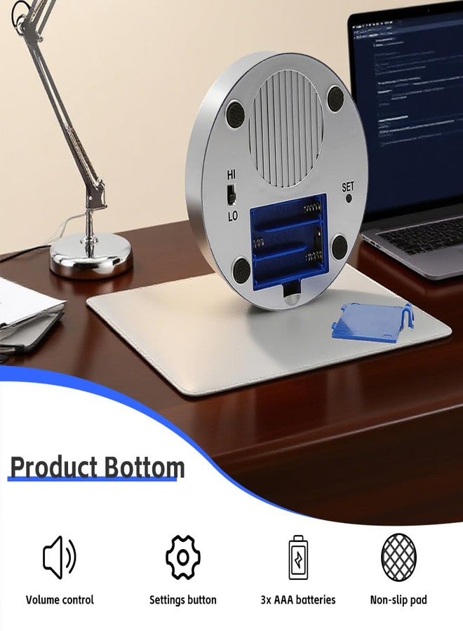 MAUJOY Extra Large Talking Button Clock(Blue-Silver,4.33 * 2.36 inches) Alarm Clock with Time, Day & Date Announcement, Volume Control - Ideal Gift for Parents, Seniors, Elderly & Blind Individuals - Image 3