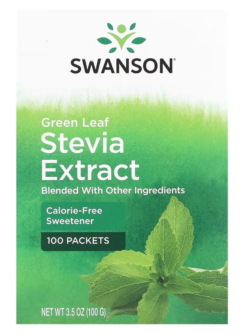 Swanson, Green Leaf Stevia Extract, 100 Packets