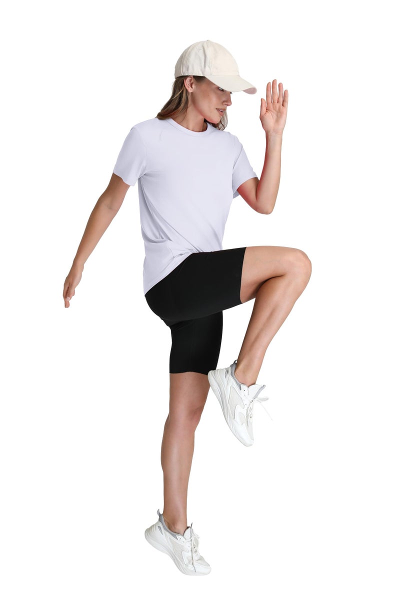 OFEEFAN Women's Activewear Womens Short Sleeve Tops Summer Crewneck T Shirts for Women Hiking Running Workout Tops White M - Image 4