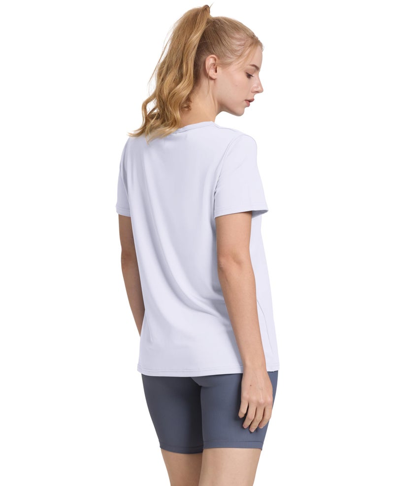 OFEEFAN Women's Activewear Womens Short Sleeve Tops Summer Crewneck T Shirts for Women Hiking Running Workout Tops White M - Image 5
