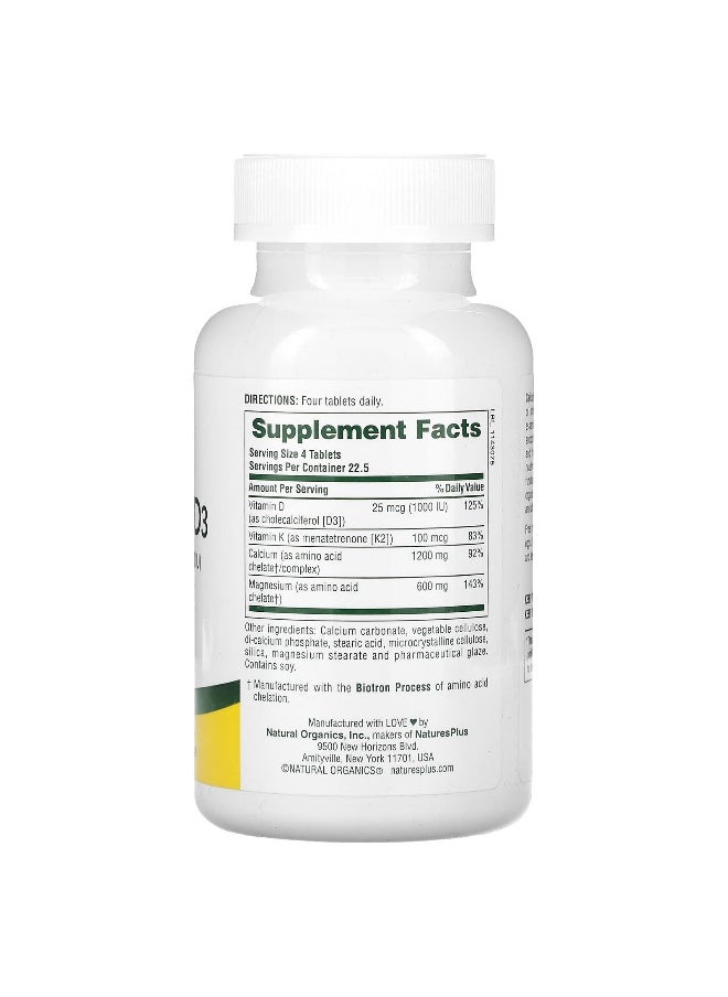 NaturesPlus, Cal/Mag/Vit D3 with Vitamin K2, 90 Tablets