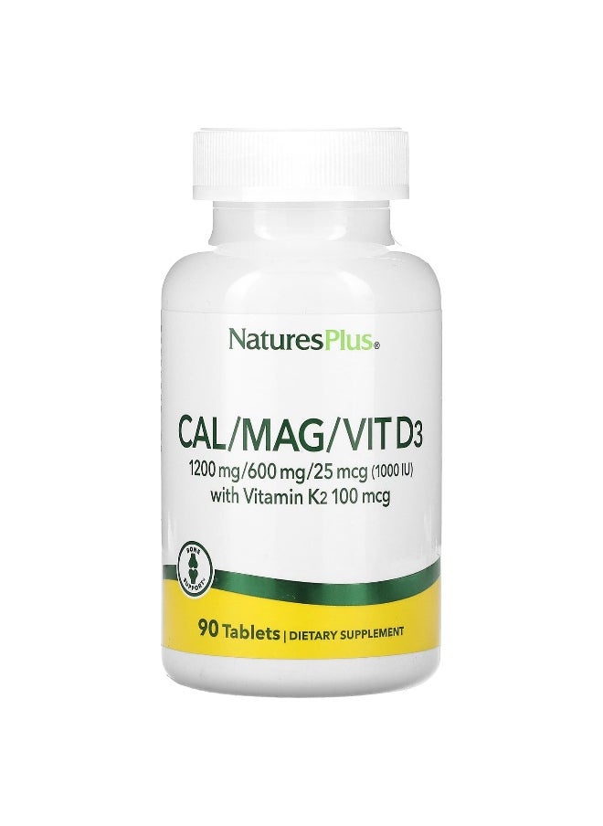 NaturesPlus, Cal/Mag/Vit D3 with Vitamin K2, 90 Tablets