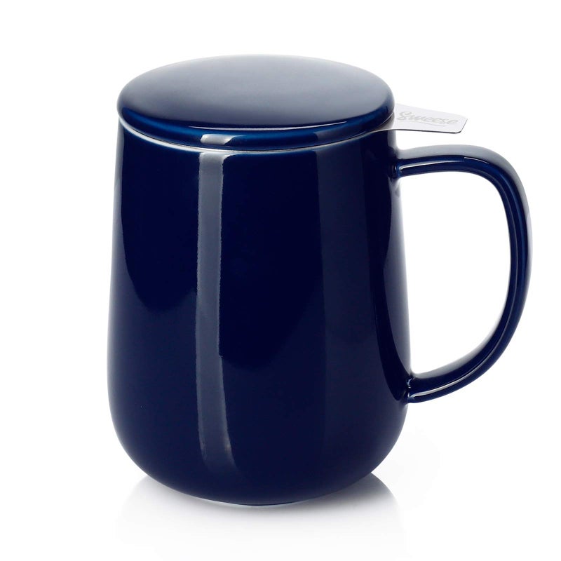 Sweese 20oz Porcelain Teacup with Infuser and Lid, Large Tea Mug for Loose Tea - Microwave and Dishwasher Safe, Insulated, Modern Design for Tea Lovers - Image 1