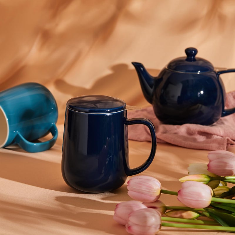 Sweese 20oz Porcelain Teacup with Infuser and Lid, Large Tea Mug for Loose Tea - Microwave and Dishwasher Safe, Insulated, Modern Design for Tea Lovers - Image 3