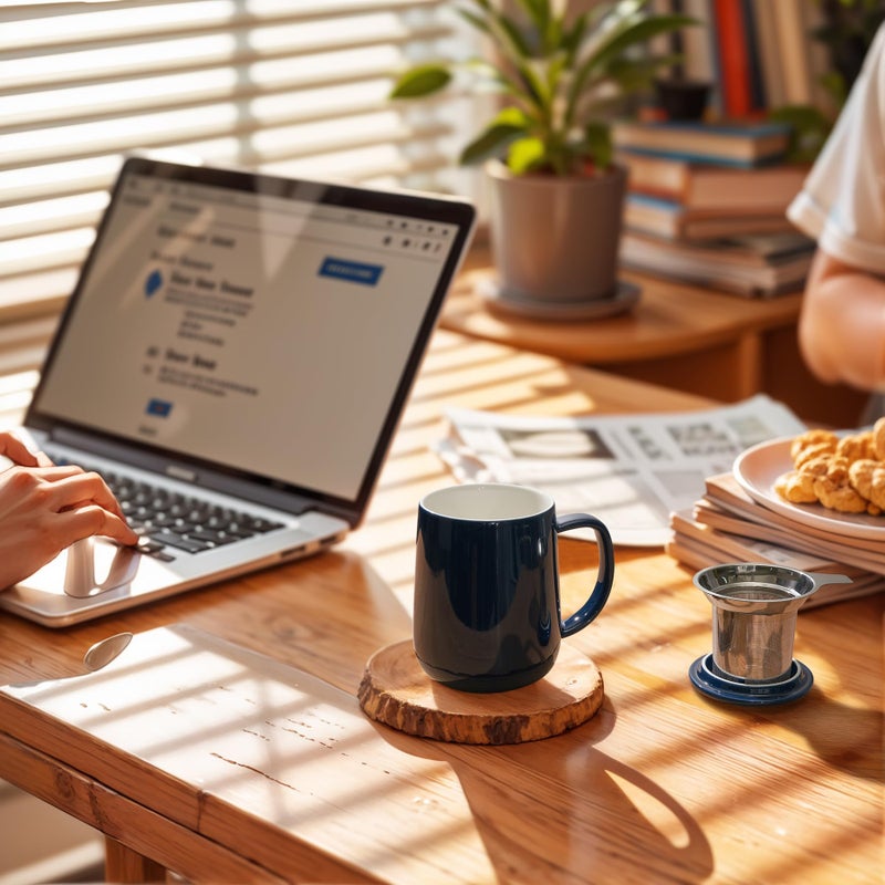 Sweese 20oz Porcelain Teacup with Infuser and Lid, Large Tea Mug for Loose Tea - Microwave and Dishwasher Safe, Insulated, Modern Design for Tea Lovers - Image 4